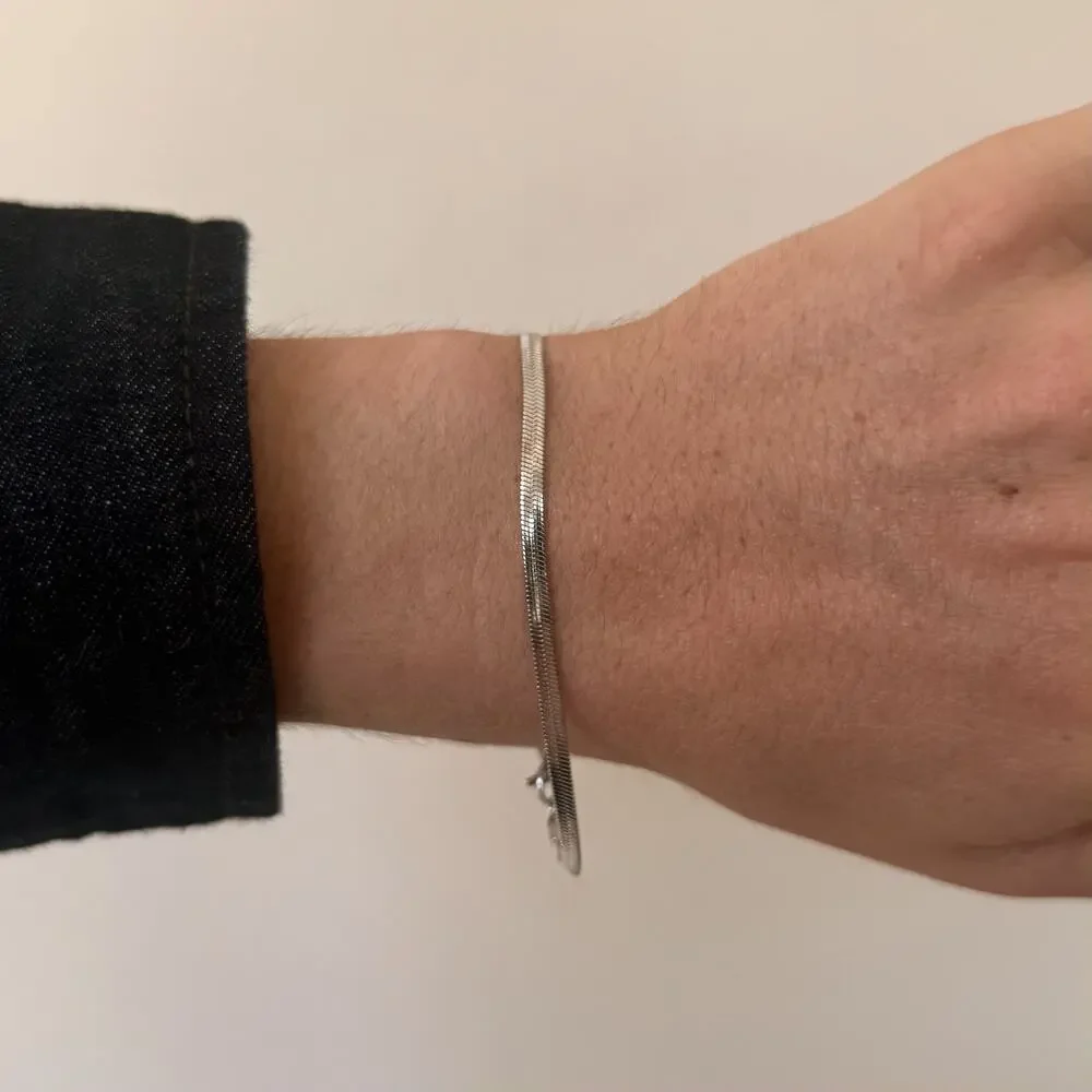 Y2K Silver Stainless Steel Snake Chain Bracelet 7